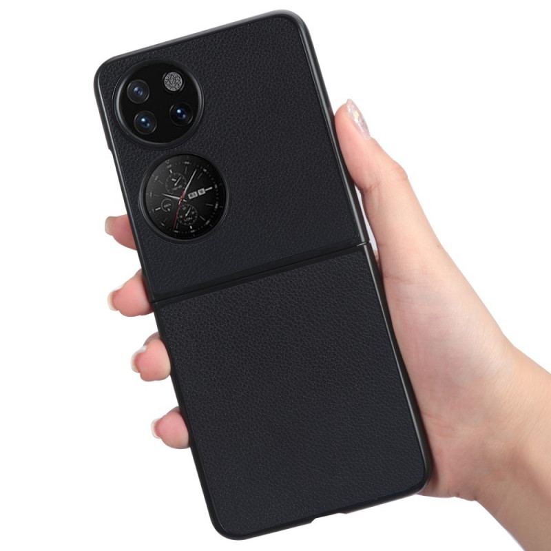 Capa Para Huawei P50 Pocket Efeito Couro Lichia