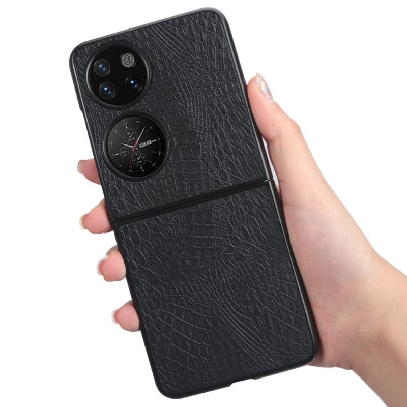 Capa Para Huawei P50 Pocket Textura De Pele De Crocodilo