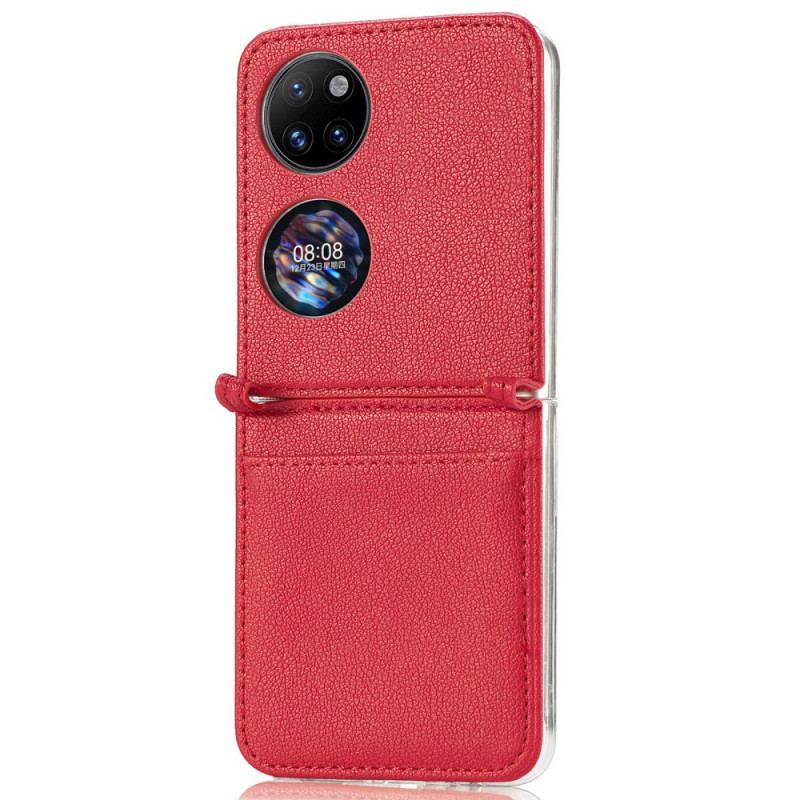 Capa Para Huawei P50 Pocket Titular De Cartão De Couro Texturizado