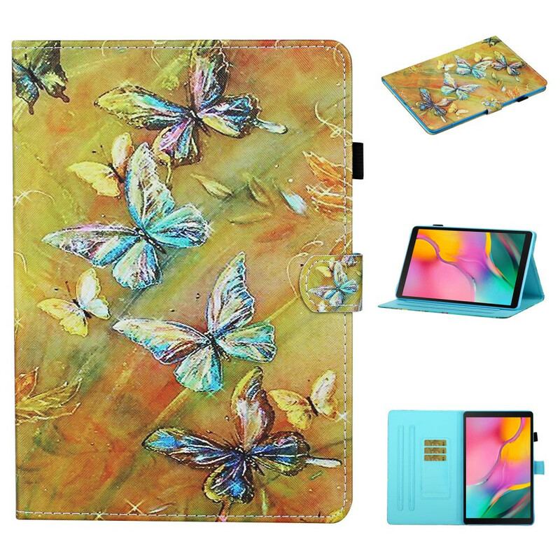 Capa De Couro Para Samsung Galaxy Tab S6 Lite Borboletas Pintadas