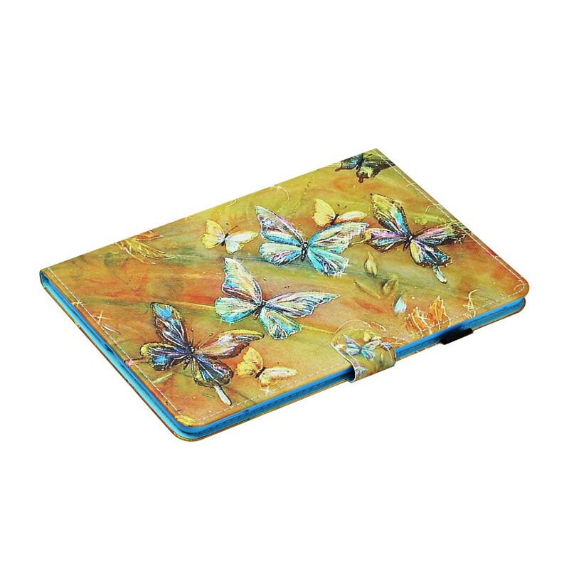 Capa De Couro Para Samsung Galaxy Tab S6 Lite Borboletas Pintadas