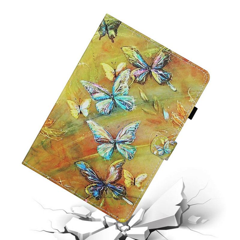 Capa De Couro Para Samsung Galaxy Tab S6 Lite Borboletas Pintadas