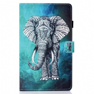 Capa De Couro Para Samsung Galaxy Tab S6 Lite Elefante Tribal