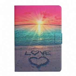 Capa Flip Para Samsung Galaxy Tab S6 Lite Amor Ao Pôr Do Sol