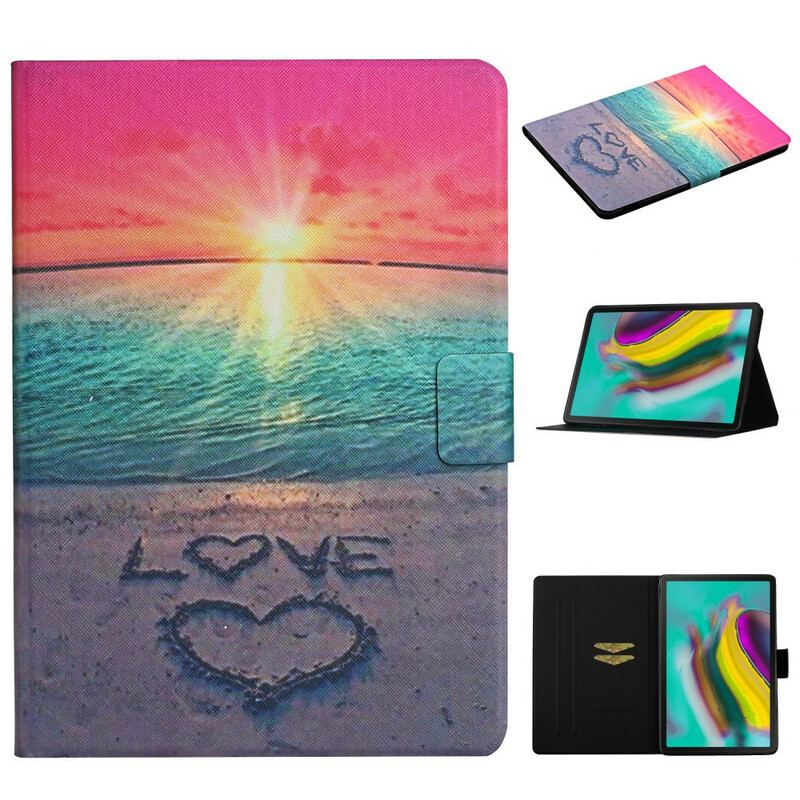 Capa Flip Para Samsung Galaxy Tab S6 Lite Amor Ao Pôr Do Sol