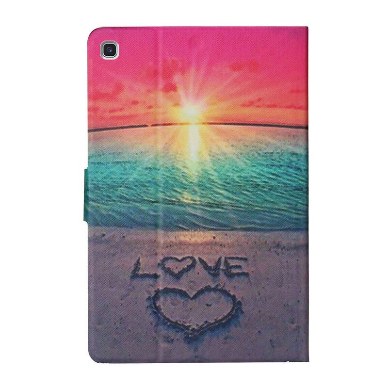 Capa Flip Para Samsung Galaxy Tab S6 Lite Amor Ao Pôr Do Sol