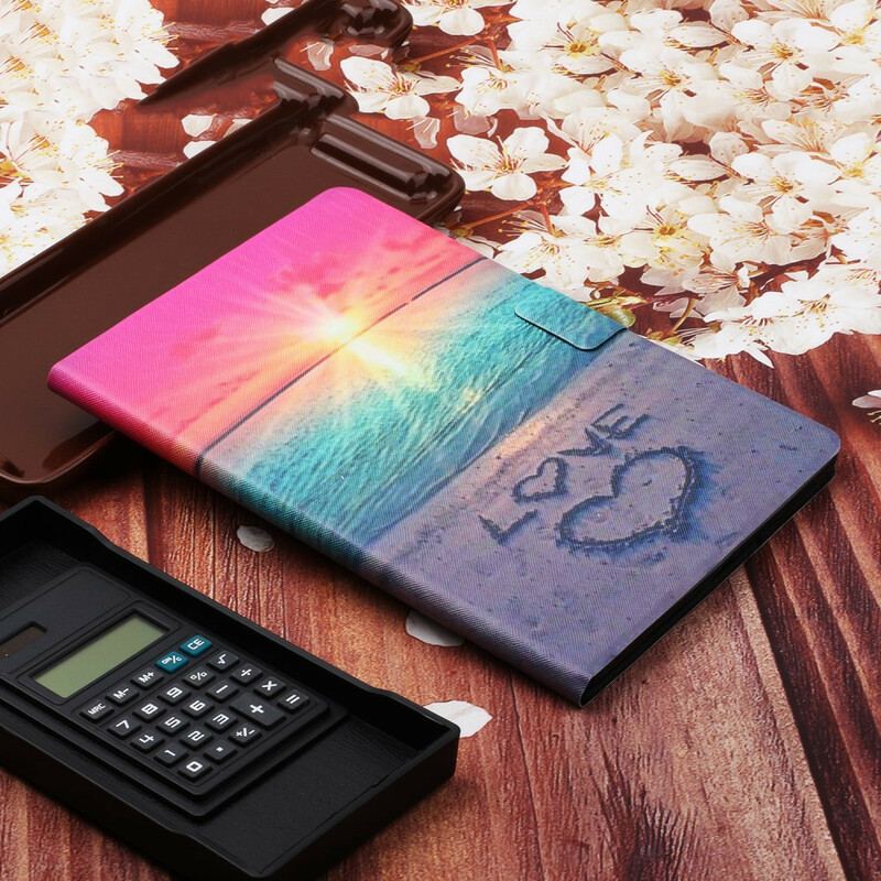 Capa Flip Para Samsung Galaxy Tab S6 Lite Amor Ao Pôr Do Sol