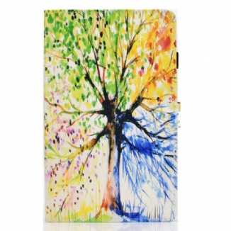 Capa Flip Para Samsung Galaxy Tab S6 Lite Aquarela Árvore