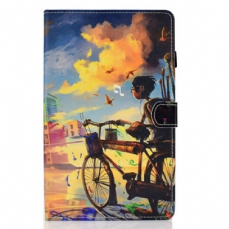 Capa Flip Para Samsung Galaxy Tab S6 Lite Arte Da Bicicleta