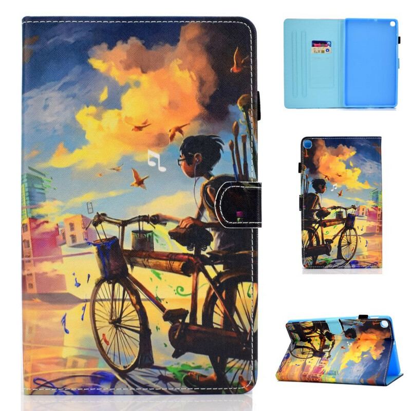 Capa Flip Para Samsung Galaxy Tab S6 Lite Arte Da Bicicleta