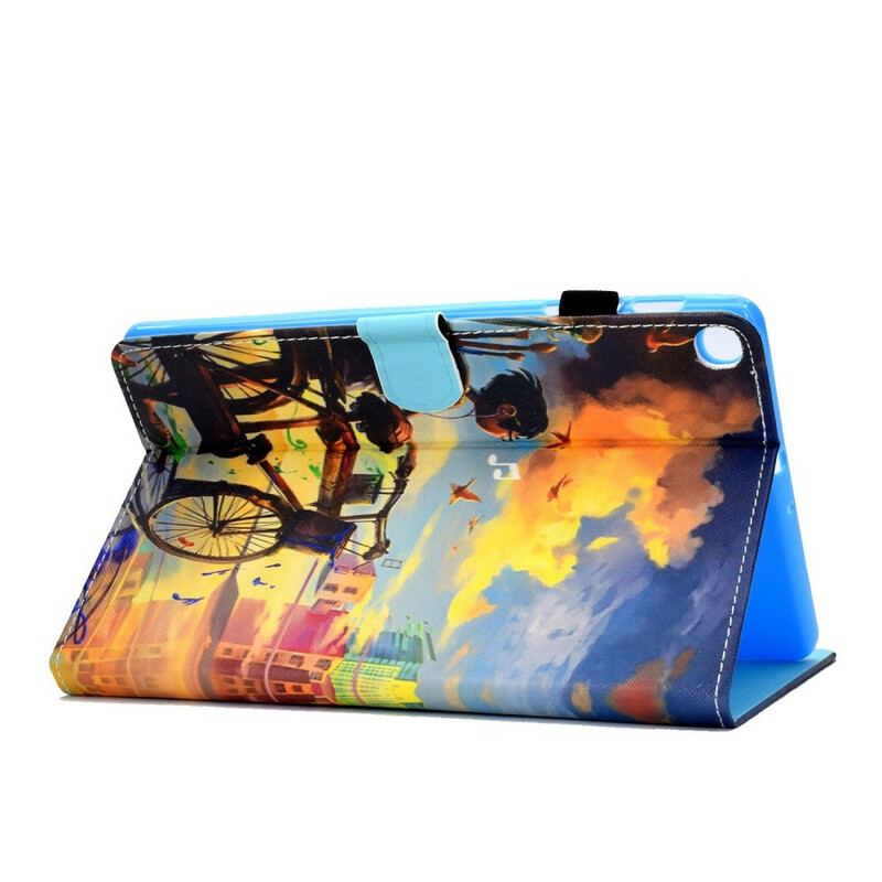 Capa Flip Para Samsung Galaxy Tab S6 Lite Arte Da Bicicleta