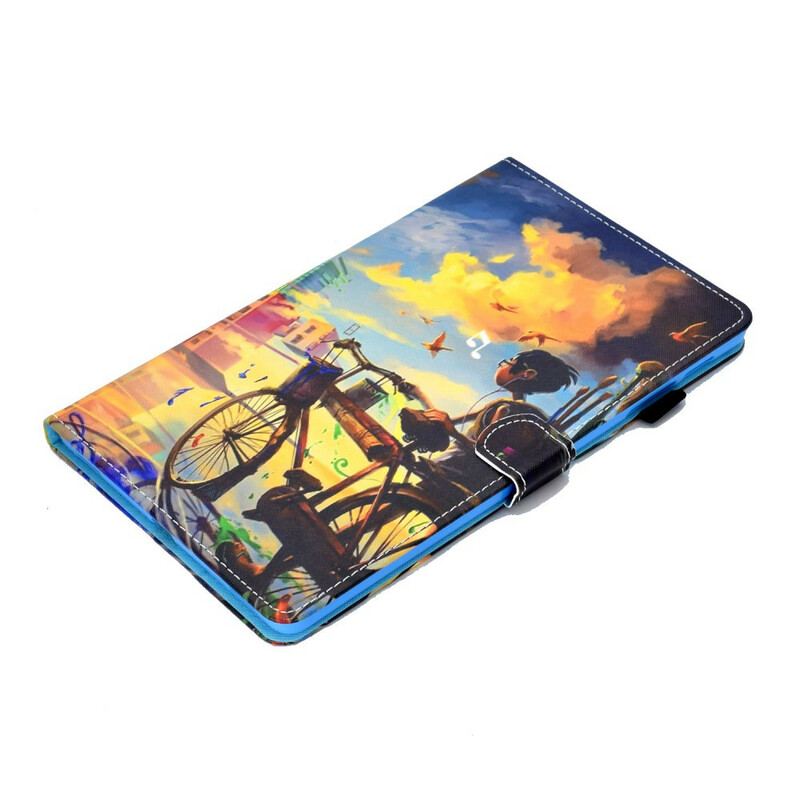 Capa Flip Para Samsung Galaxy Tab S6 Lite Arte Da Bicicleta