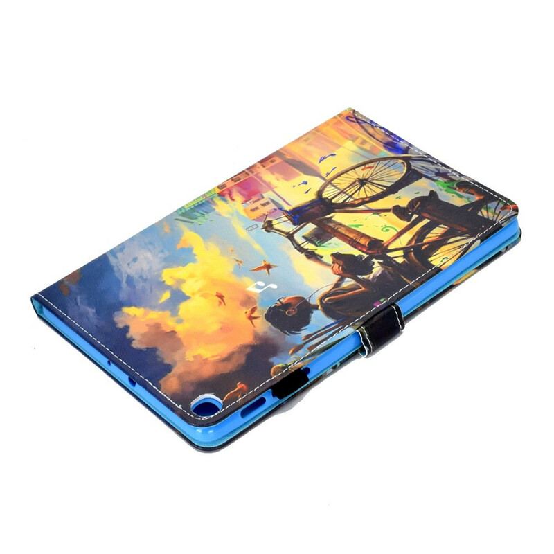 Capa Flip Para Samsung Galaxy Tab S6 Lite Arte Da Bicicleta