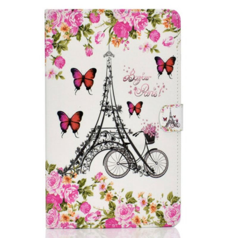 Capa Flip Para Samsung Galaxy Tab S6 Lite Bicicleta Torre Eiffel