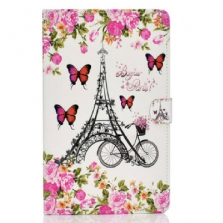 Capa Flip Para Samsung Galaxy Tab S6 Lite Bicicleta Torre Eiffel