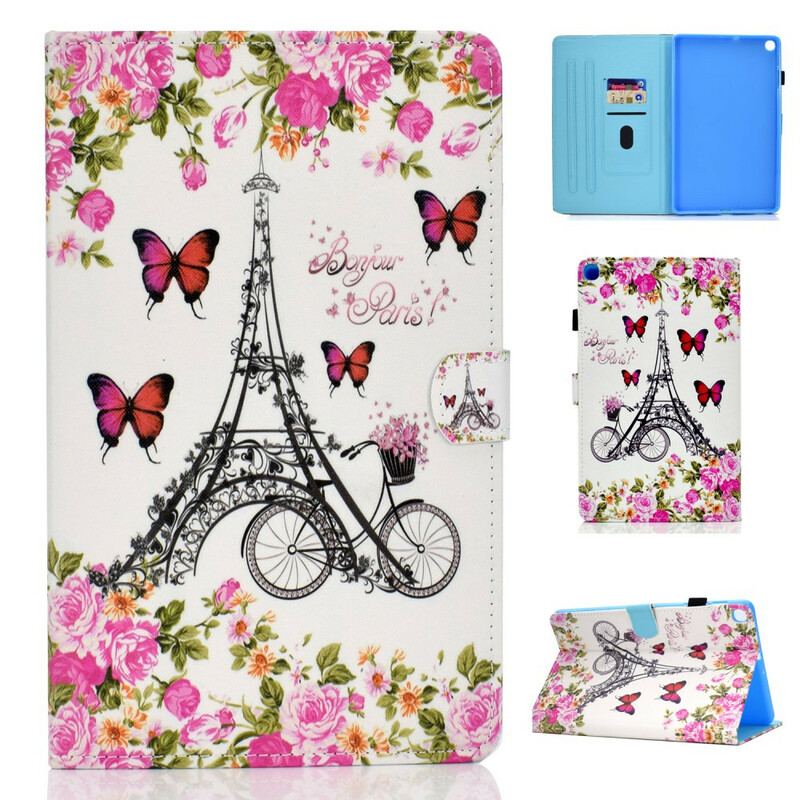 Capa Flip Para Samsung Galaxy Tab S6 Lite Bicicleta Torre Eiffel