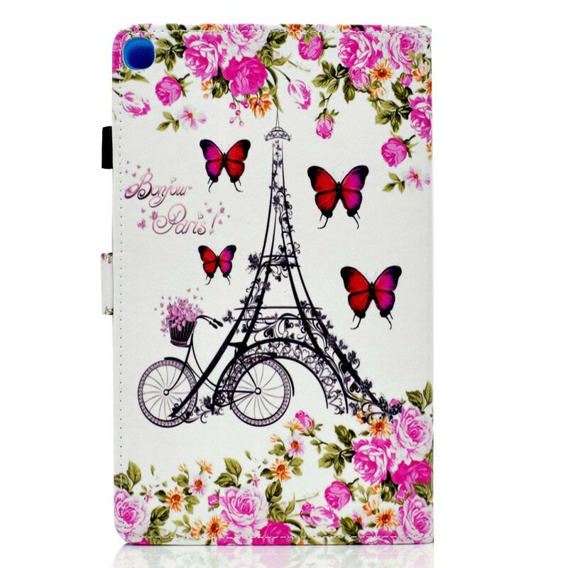 Capa Flip Para Samsung Galaxy Tab S6 Lite Bicicleta Torre Eiffel