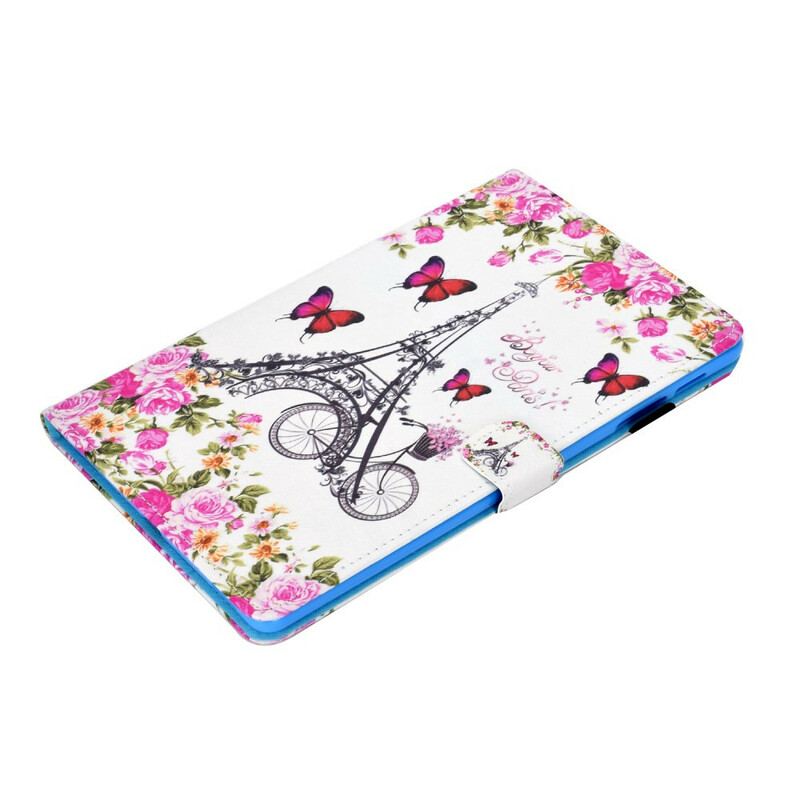 Capa Flip Para Samsung Galaxy Tab S6 Lite Bicicleta Torre Eiffel