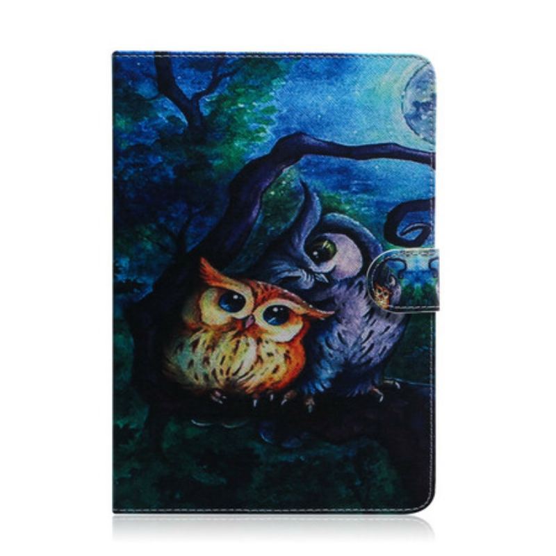 Capa Flip Para Samsung Galaxy Tab S6 Lite Corujas Pintando