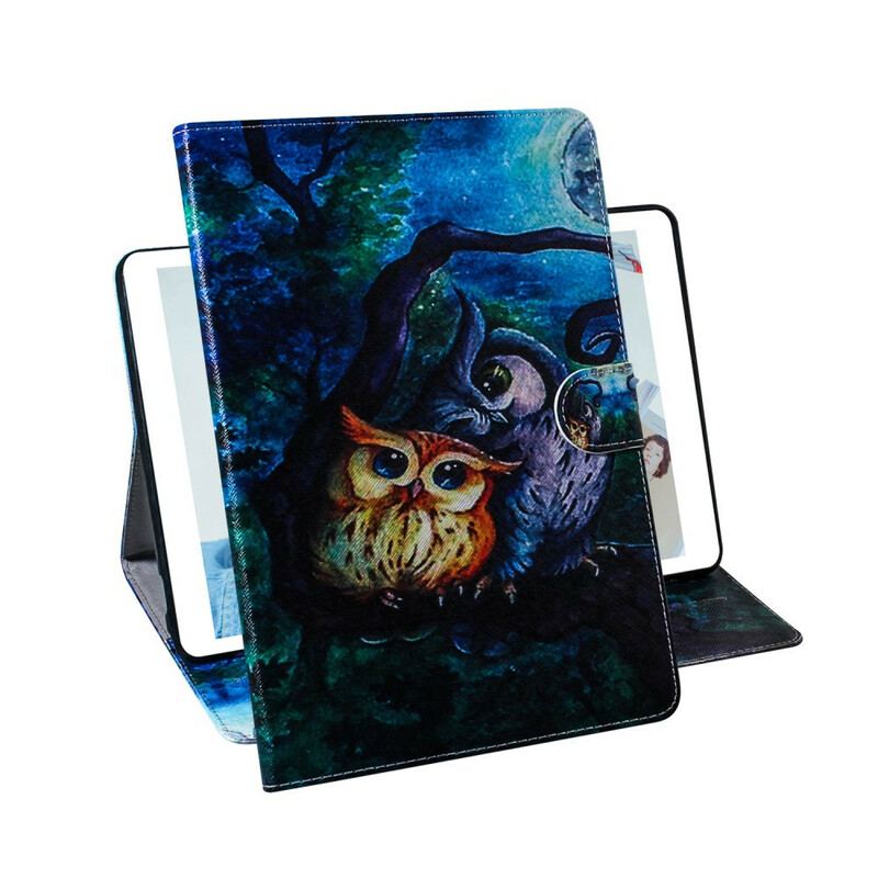 Capa Flip Para Samsung Galaxy Tab S6 Lite Corujas Pintando