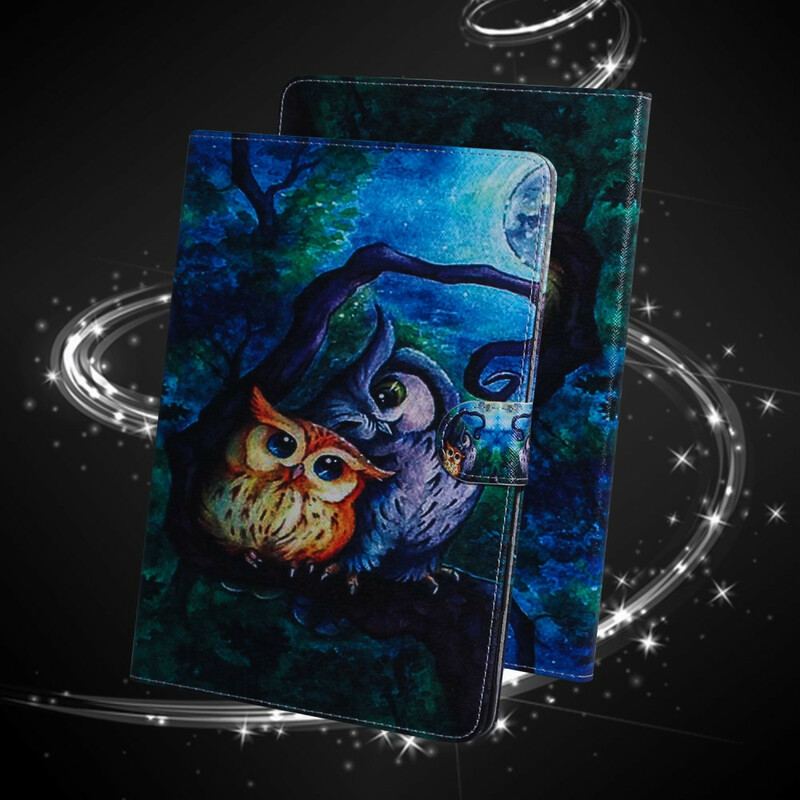 Capa Flip Para Samsung Galaxy Tab S6 Lite Corujas Pintando