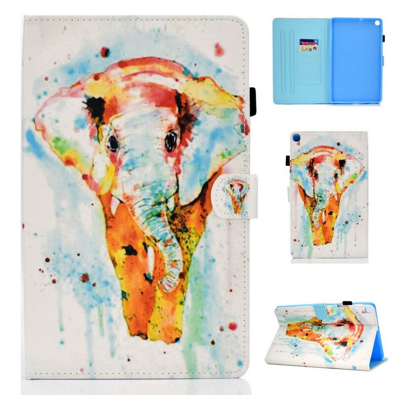 Capa Flip Para Samsung Galaxy Tab S6 Lite Elefante Aquarela