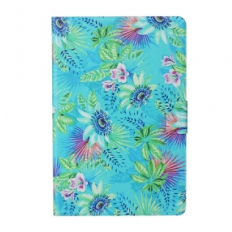 Capa Flip Para Samsung Galaxy Tab S6 Lite Flores E Folhas