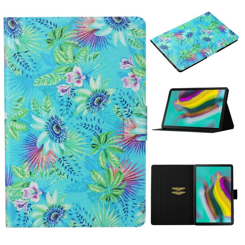 Capa Flip Para Samsung Galaxy Tab S6 Lite Flores E Folhas