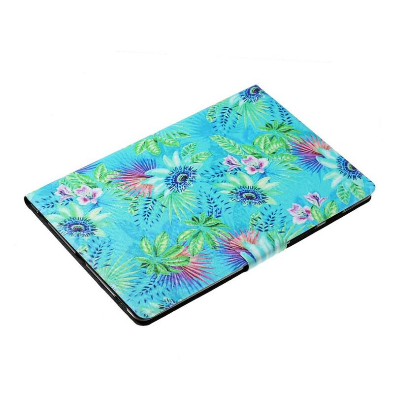 Capa Flip Para Samsung Galaxy Tab S6 Lite Flores E Folhas