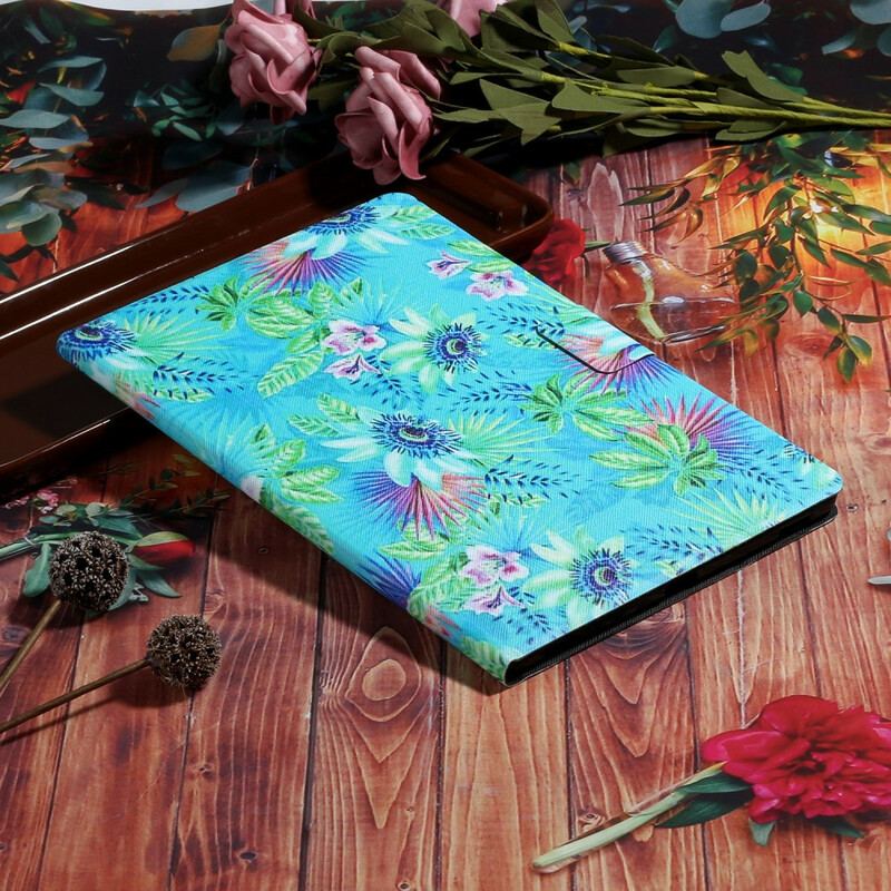 Capa Flip Para Samsung Galaxy Tab S6 Lite Flores E Folhas