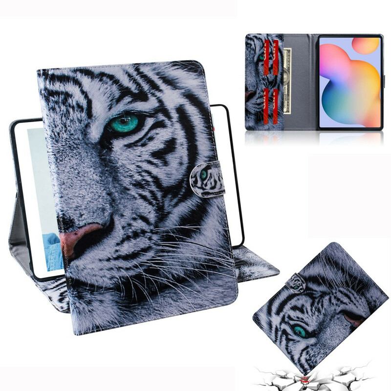 Capa Folio Para Samsung Galaxy Tab S6 Lite Cabeça De Tigre