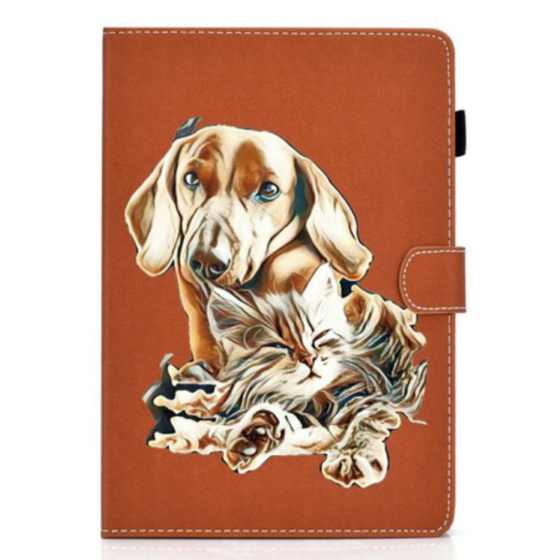 Capa Folio Para Samsung Galaxy Tab S6 Lite Cão E Gato