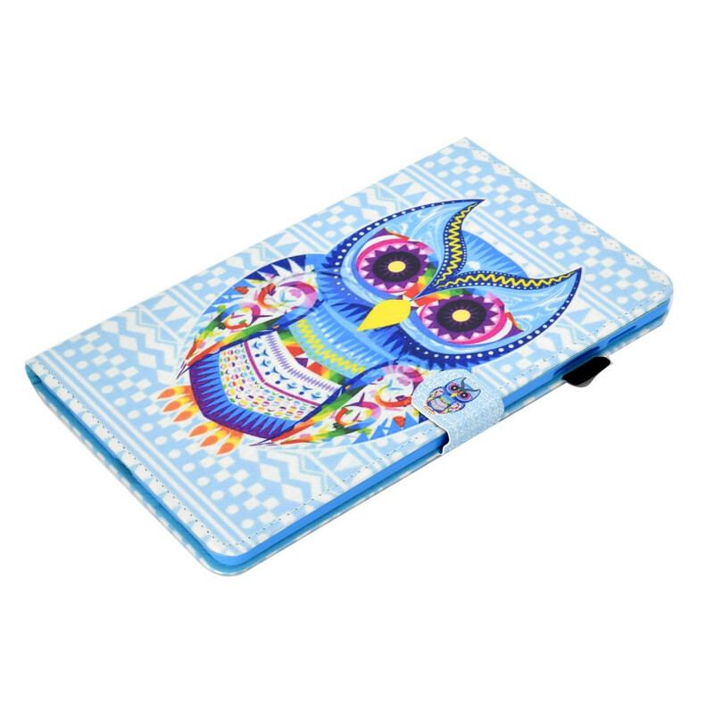 Capa Folio Para Samsung Galaxy Tab S6 Lite Coruja Tribal