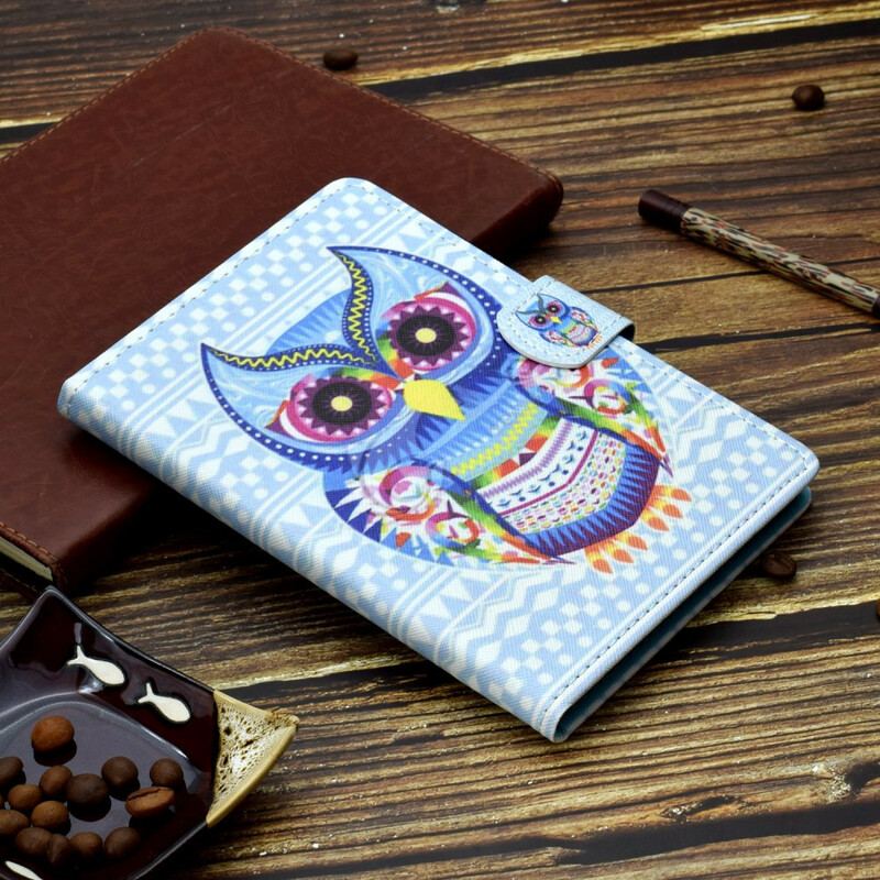 Capa Folio Para Samsung Galaxy Tab S6 Lite Coruja Tribal