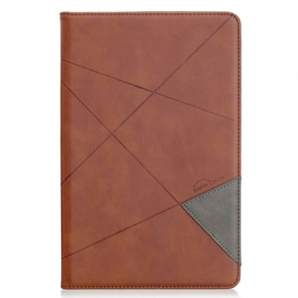 Capa Para Samsung Galaxy Tab S6 Lite Geometria Efeito Couro