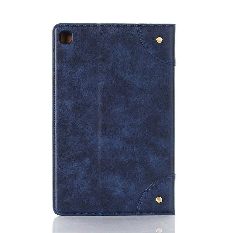 Capa Para Samsung Galaxy Tab S6 Lite Rebites Vintage De Couro Sintético