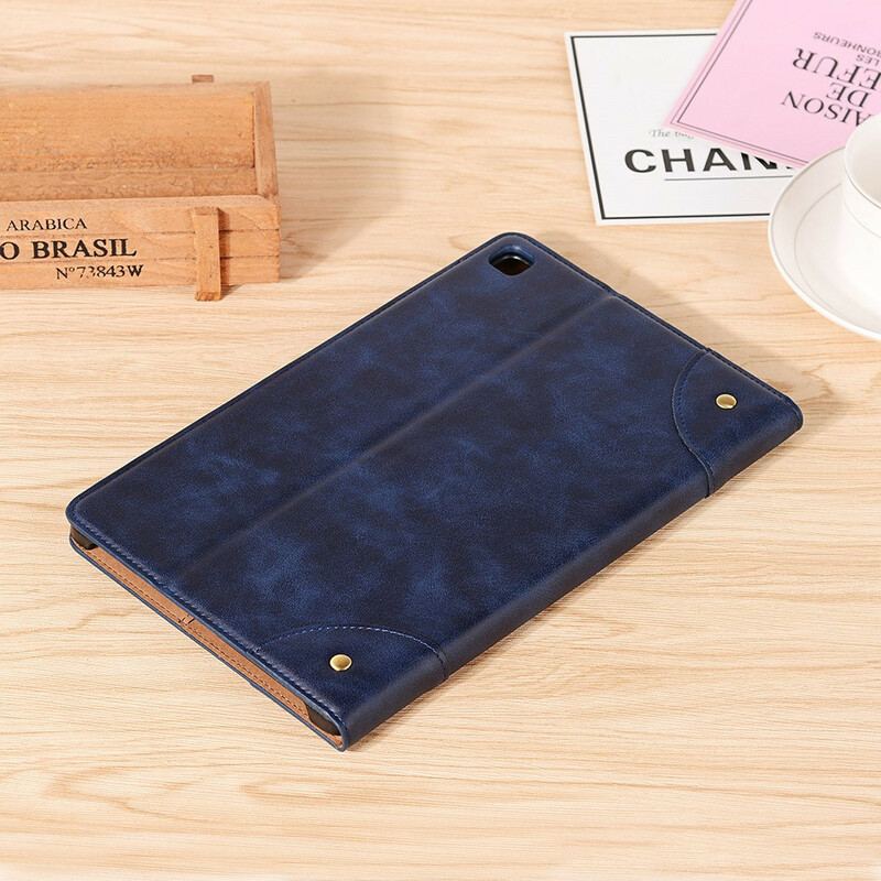 Capa Para Samsung Galaxy Tab S6 Lite Rebites Vintage De Couro Sintético