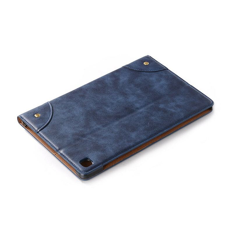 Capa Para Samsung Galaxy Tab S6 Lite Rebites Vintage De Couro Sintético