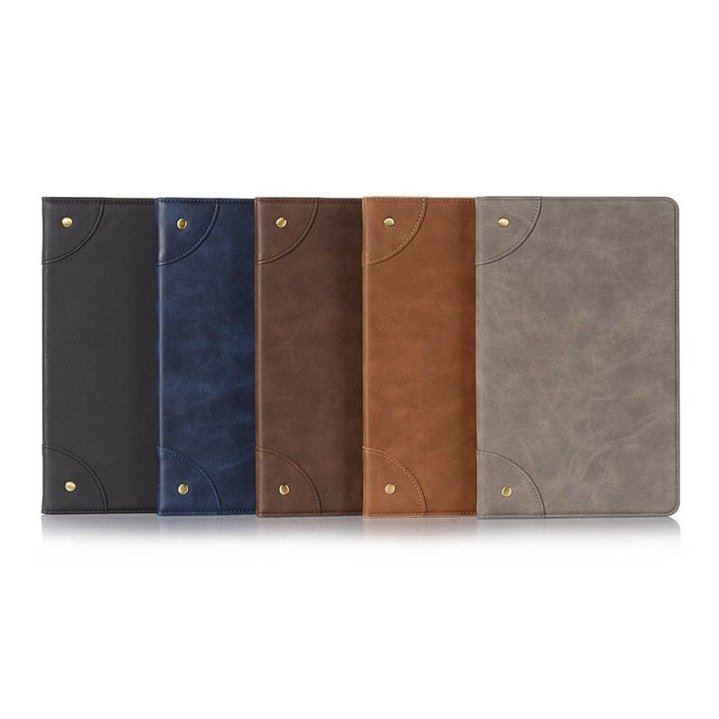 Capa Para Samsung Galaxy Tab S6 Lite Rebites Vintage De Couro Sintético