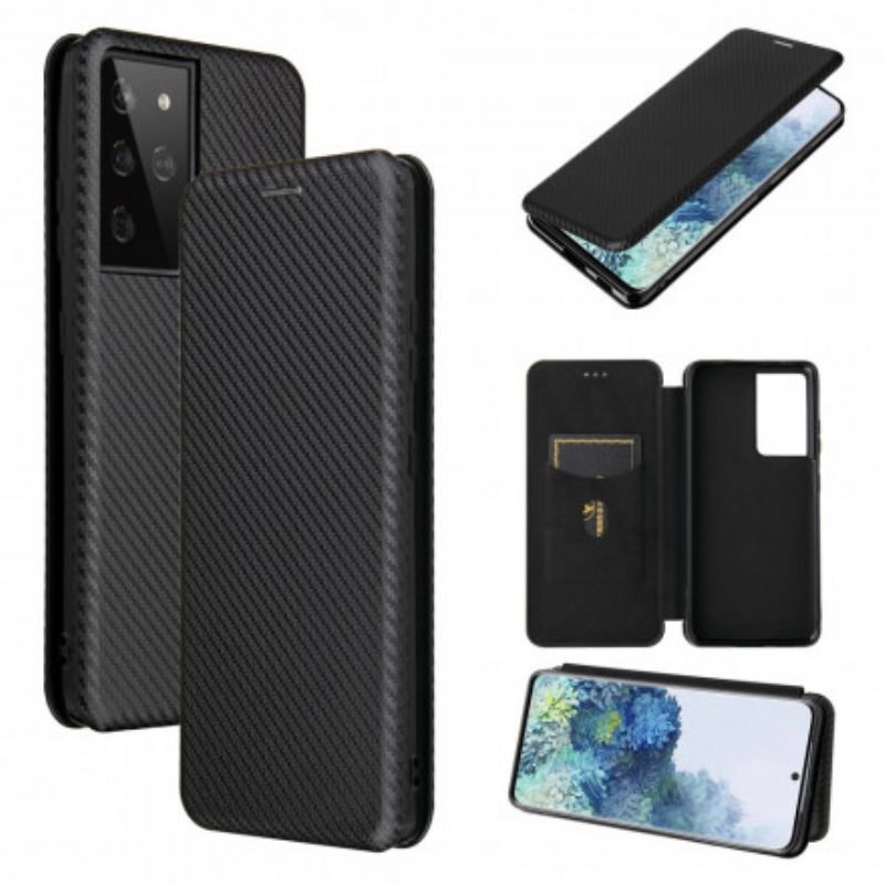 Capa De Celular Para Samsung Galaxy S21 Ultra 5G Flip Fibra De Carbono