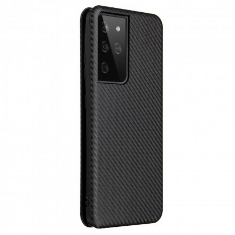 Capa De Celular Para Samsung Galaxy S21 Ultra 5G Flip Fibra De Carbono