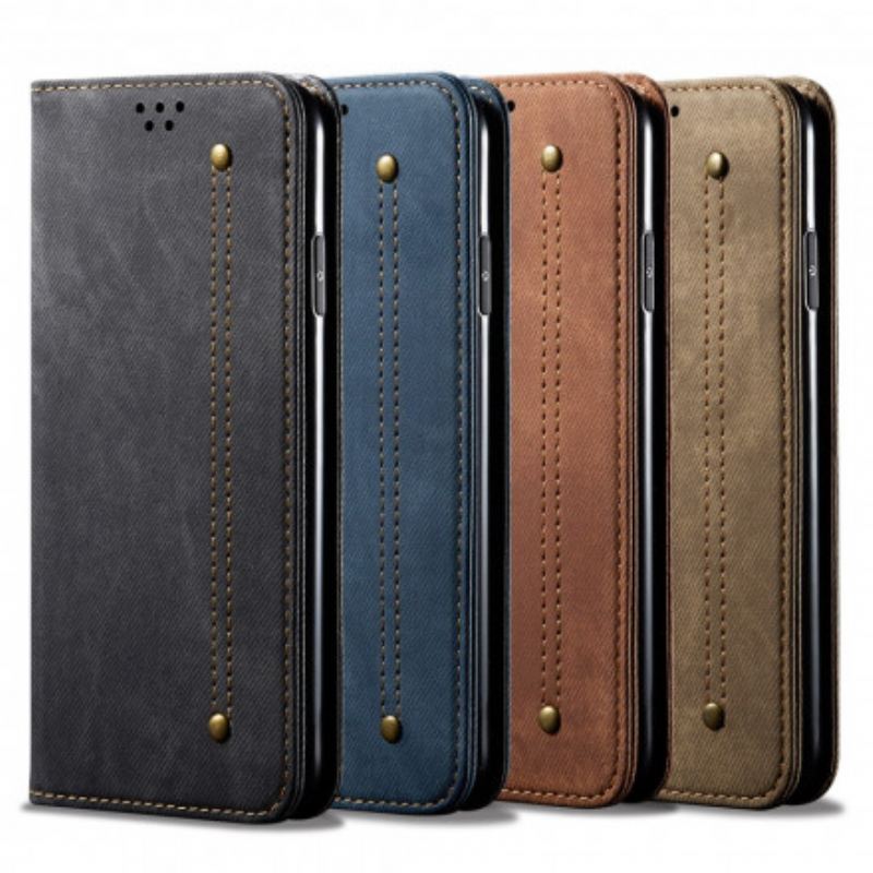 Capa De Celular Para Samsung Galaxy S21 Ultra 5G Flip Tecido Jeans