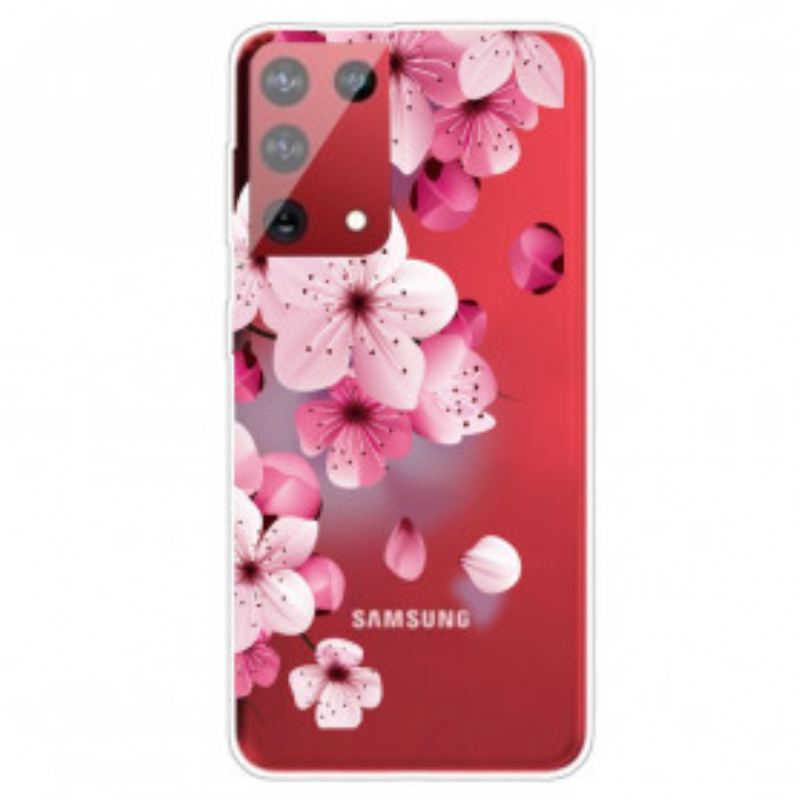 Capa De Celular Para Samsung Galaxy S21 Ultra 5G Pequenas Flores Cor De Rosa