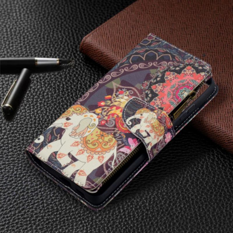 Capa De Couro Para Samsung Galaxy S21 Ultra 5G Bolso Elefante Com Zíper