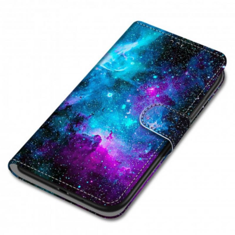 Capa De Couro Para Samsung Galaxy S21 Ultra 5G Céu Cósmico