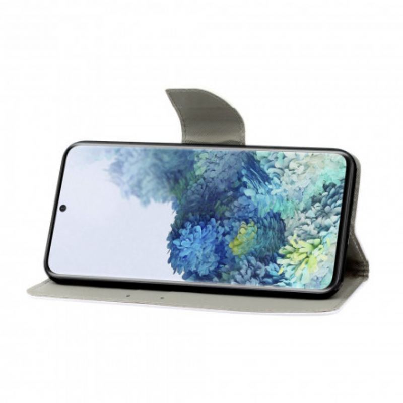 Capa De Couro Para Samsung Galaxy S21 Ultra 5G De Cordão Cat Live It Strappy