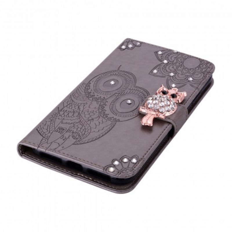 Capa De Couro Para Samsung Galaxy S21 Ultra 5G Coruja Mandala E Charme