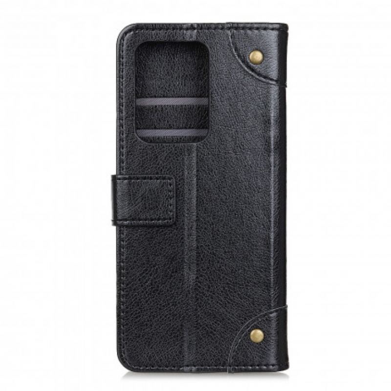 Capa De Couro Para Samsung Galaxy S21 Ultra 5G Efeito Couro Napa Antigo