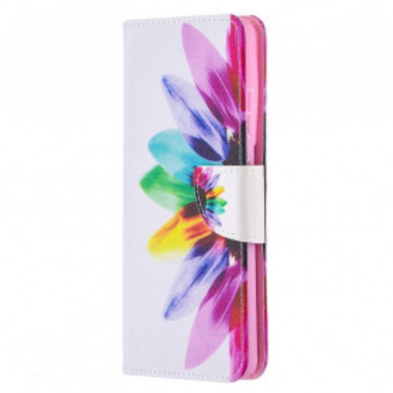 Capa De Couro Para Samsung Galaxy S21 Ultra 5G Flor Aquarela