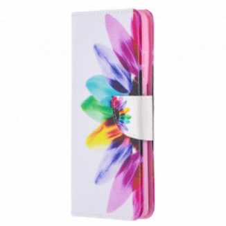 Capa De Couro Para Samsung Galaxy S21 Ultra 5G Flor Aquarela